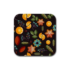 Christmas Seamless Pattern Rubber Coaster (square) 