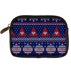 Beautiful Knitted Christmas Pattern Digital Camera Leather Case by Vaneshart