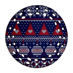 Beautiful Knitted Christmas Pattern Ornament (round Filigree)