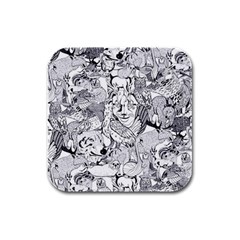 Animal Seamless Pattern Rubber Square Coaster (4 Pack) 