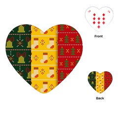 Knitted Christmas Pattern With Socks Bells Playing Cards Single Design (heart) by Vaneshart
