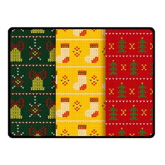 Knitted Christmas Pattern With Socks Bells Double Sided Fleece Blanket (small) 