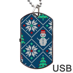 Knitted Christmas Pattern Dog Tag Usb Flash (one Side) by Vaneshart