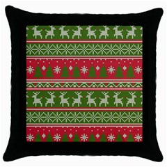Christmas Knitting Pattern Throw Pillow Case (black)