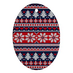 Beautiful Knitted Christmas Pattern Ornament (oval) by Vaneshart