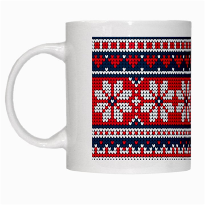 Beautiful Knitted Christmas Pattern White Mugs