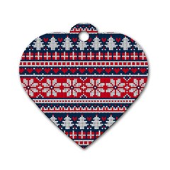 Beautiful Knitted Christmas Pattern Dog Tag Heart (one Side) by Vaneshart