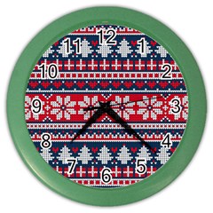 Beautiful Knitted Christmas Pattern Color Wall Clock by Vaneshart