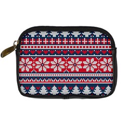 Beautiful Knitted Christmas Pattern Digital Camera Leather Case by Vaneshart