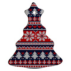 Beautiful Knitted Christmas Pattern Christmas Tree Ornament (two Sides) by Vaneshart