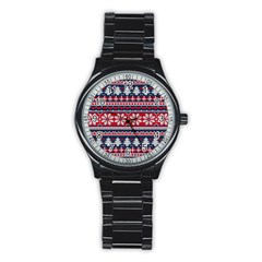 Beautiful Knitted Christmas Pattern Stainless Steel Round Watch