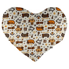 Animal Patterns Safari Large 19  Premium Heart Shape Cushions by Vaneshart
