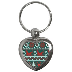 Beautiful Knitted Christmas Pattern Key Chain (heart)