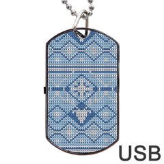 Beautiful Knitted Christmas Pattern Dog Tag Usb Flash (two Sides)