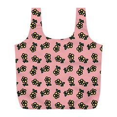 Daisy Pink Full Print Recycle Bag (l) by snowwhitegirl