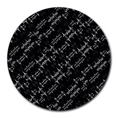 Black And White Ethnic Geometric Pattern Round Mousepads by dflcprintsclothing