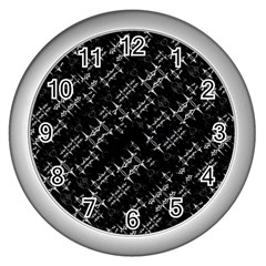 Black And White Ethnic Geometric Pattern Wall Clock (silver) by dflcprintsclothing