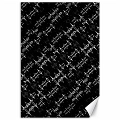 Black And White Ethnic Geometric Pattern Canvas 12  X 18 