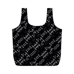 Black And White Ethnic Geometric Pattern Full Print Recycle Bag (m) by dflcprintsclothing