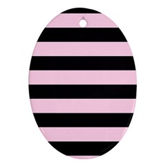 Black And Light Pastel Pink Large Stripes Goth Mime French Style Oval Ornament (two Sides) by genx