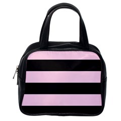 Black And Light Pastel Pink Large Stripes Goth Mime French Style Classic Handbag (one Side) by genx