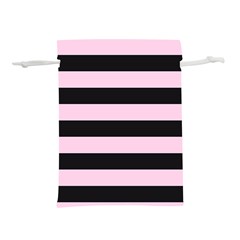 Black And Light Pastel Pink Large Stripes Goth Mime French Style Lightweight Drawstring Pouch (l) by genx