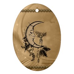 Deer On A Mooon Ornament (oval) by FantasyWorld7