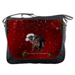 I m Ready For Christmas, Funny Wolf Messenger Bag by FantasyWorld7