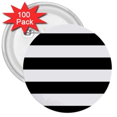 Black and White Large Stripes Goth Mime french style 3  Buttons (100 pack) 