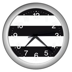 Black and White Large Stripes Goth Mime french style Wall Clock (Silver)