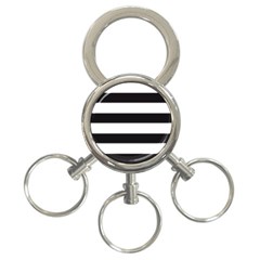 Black and White Large Stripes Goth Mime french style 3-Ring Key Chain