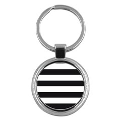 Black and White Large Stripes Goth Mime french style Key Chain (Round)