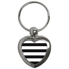 Black and White Large Stripes Goth Mime french style Key Chain (Heart)