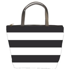 Black and White Large Stripes Goth Mime french style Bucket Bag