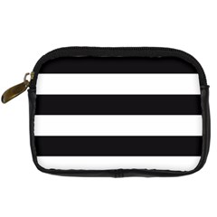 Black and White Large Stripes Goth Mime french style Digital Camera Leather Case