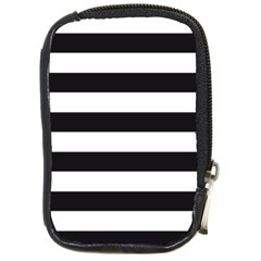 Black and White Large Stripes Goth Mime french style Compact Camera Leather Case
