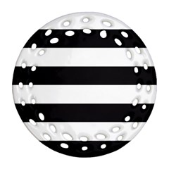 Black and White Large Stripes Goth Mime french style Round Filigree Ornament (Two Sides)