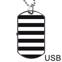 Black and White Large Stripes Goth Mime french style Dog Tag USB Flash (One Side)