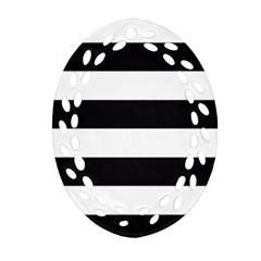 Black And White Large Stripes Goth Mime French Style Ornament (oval Filigree) by genx