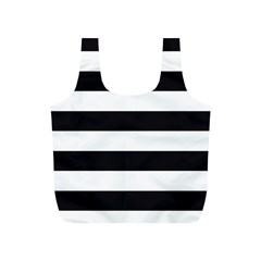 Black and White Large Stripes Goth Mime french style Full Print Recycle Bag (S)