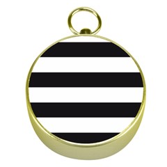 Black and White Large Stripes Goth Mime french style Gold Compasses