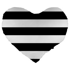 Black and White Large Stripes Goth Mime french style Large 19  Premium Flano Heart Shape Cushions