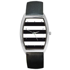 Black And White Large Stripes Goth Mime French Style Barrel Style Metal Watch by genx