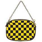 Checkerboard Pattern Black and Yellow Ancap Libertarian Chain Purse (Two Sides) Back