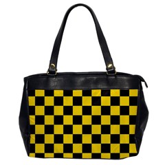 Checkerboard Pattern Black And Yellow Ancap Libertarian Oversize Office Handbag by snek