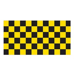 Checkerboard Pattern Black and Yellow Ancap Libertarian Satin Shawl