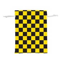 Checkerboard Pattern Black and Yellow Ancap Libertarian Lightweight Drawstring Pouch (L)