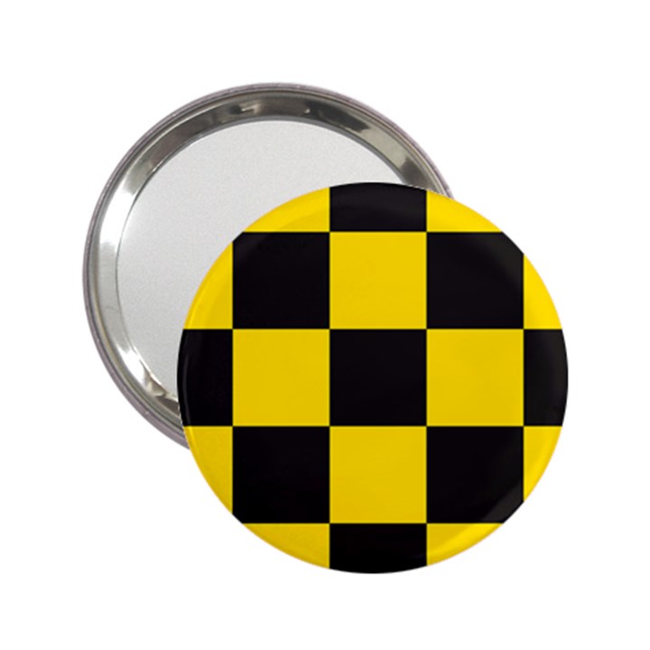 Checkerboard Pattern Black and Yellow Ancap Libertarian 2.25  Handbag Mirrors