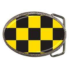 Checkerboard Pattern Black And Yellow Ancap Libertarian Belt Buckles by snek