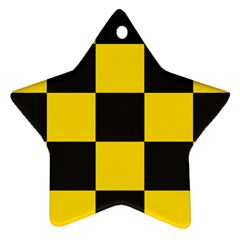 Checkerboard Pattern Black And Yellow Ancap Libertarian Star Ornament (two Sides) by snek